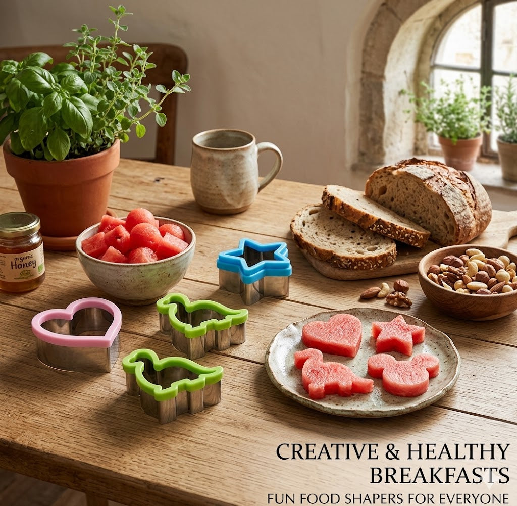 DIY Sandwich & Cookie Cutter Kit - 4 Assorted Shapes for Creative School Lunches - Durable Metal Food Molds for Bread, Fruit, and Pastry - Essential Kitchen Baking Tools