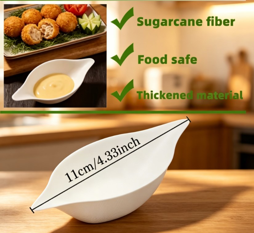 Eco-Friendly Disposable Sugarcane Mini Bowls – Biodegradable Lemon-Shaped Dipping Saucers for Parties, Appetizers & Tastings
