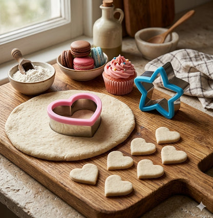 DIY Sandwich & Cookie Cutter Kit - 4 Assorted Shapes for Creative School Lunches - Durable Metal Food Molds for Bread, Fruit, and Pastry - Essential Kitchen Baking Tools