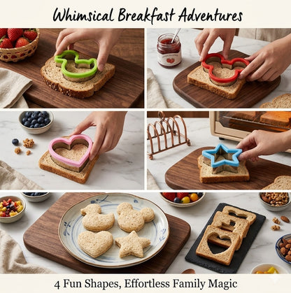 DIY Sandwich & Cookie Cutter Kit - 4 Assorted Shapes for Creative School Lunches - Durable Metal Food Molds for Bread, Fruit, and Pastry - Essential Kitchen Baking Tools