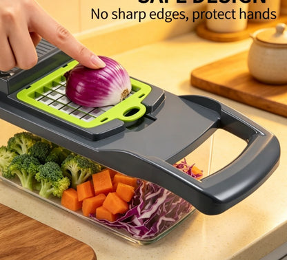 Versatile Kitchen Vegetable Chopper & Dicer: Heavy Duty Food Slicer with Hand Guard for Safe, Easy Onion, Potato & Fruit Cutting