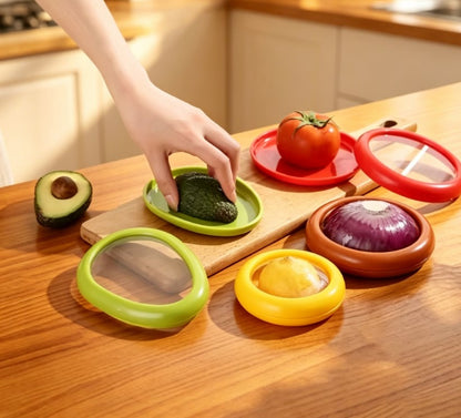 Zero-Waste Half-Cut Fruit Saver – Flexible Food Grade Seal Container for Freshness Preservation & Kitchen Organization